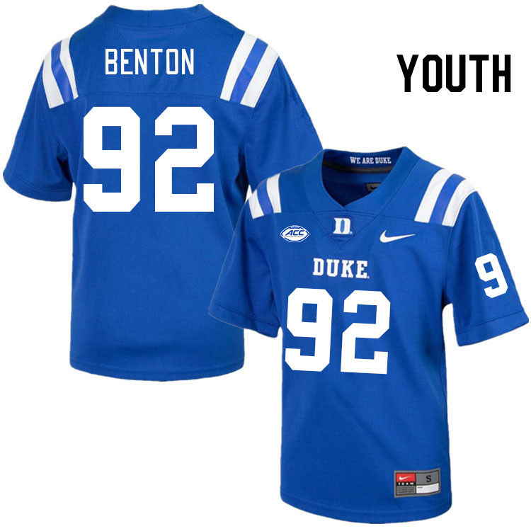 Youth #92 Brock Benton Duke Blue Devils College Football Jerseys Stitched Sale-Royal